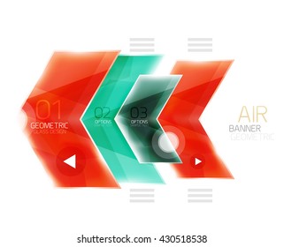 Air light glossy design of arrows. Web info box or ui menu element. Vector