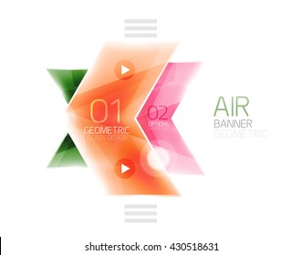 Air light glossy design of arrows. Web info box or ui menu element. Vector