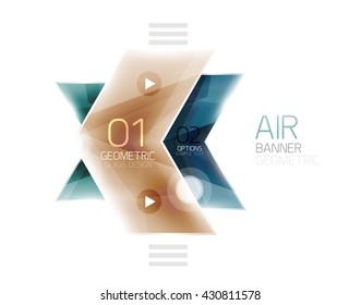 Air light glossy design of arrows. Web info box or ui menu element. Vector
