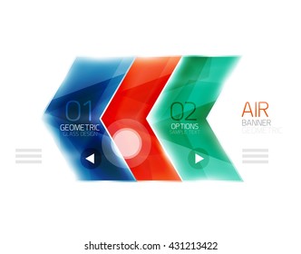 Air light glossy design of arrows. Web info box or ui menu element. Vector