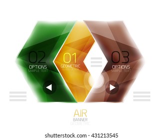 Air light glossy design of arrows. Web info box or ui menu element. Vector