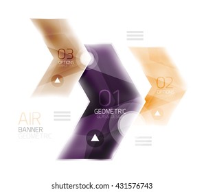 Diseño brillante de flechas con luz de aire. cuadro de información Web o elemento de menú ui. Vector