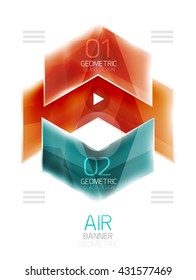 Air light glossy design of arrows. Web info box or ui menu element. Vector
