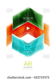 Air light glossy design of arrows. Web info box or ui menu element. Vector