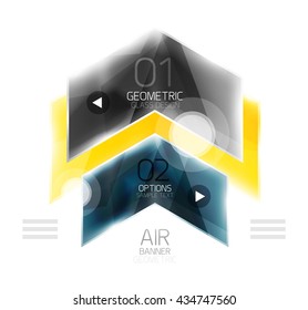 Air light glossy design of arrows. Web info box or ui menu element. Vector