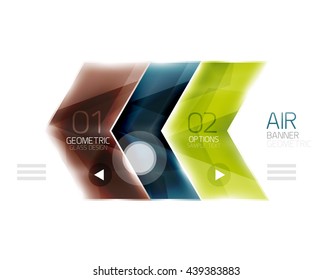 Air light glossy design of arrows. Web info box or ui menu element. Vector