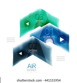 Diseño brillante de flechas con luz de aire. cuadro de información Web o elemento de menú ui. Vector