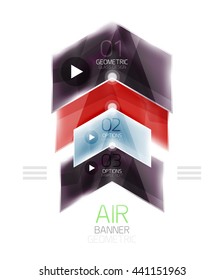 Air light glossy design of arrows. Web info box or ui menu element. Vector