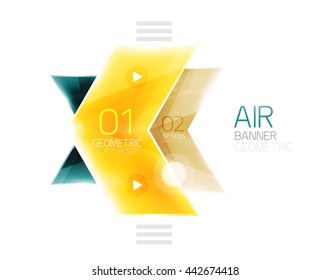 Air light glossy design of arrows. Web info box or ui menu element. Vector