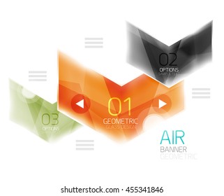 Diseño brillante de flechas con luz de aire. cuadro de información Web o elemento de menú ui. Vector