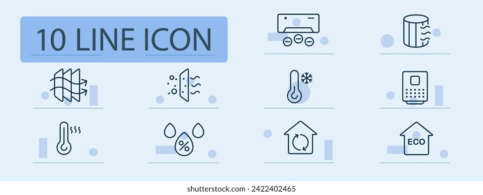 Air line icon. Efficient, quiet, powerful, air purification, indoor air quality, climate control. Pastel color background. Vector line icon for business and advertising