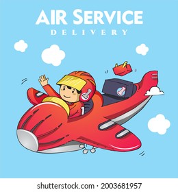 Air logistics service delivery illustration.

