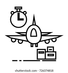 air logistics,fast delivery vector line icon, sign, illustration on background, editable strokes