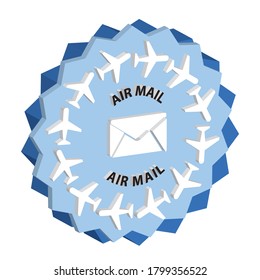 air mail 3D vintage vector label is the graphic arts,refers to pre-made images used to illustrate any medium. 