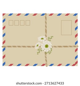 Luftpostumschlag mit Daisy Bouquet und Twine Tie