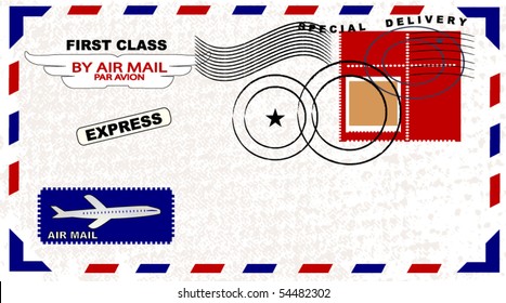 Air Mail envelope with postage