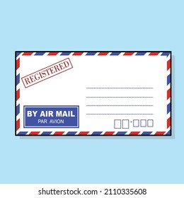 air mail flat vector, post stampt, air mail frame, air mail with stamp, par avion mail,  airmail envelope with letter vector, message, mockup templete