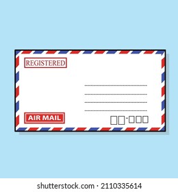 air mail flat vector, post stampt, air mail frame, air mail with stamp, par avion mail,  airmail envelope with letter vector, message, mockup templete