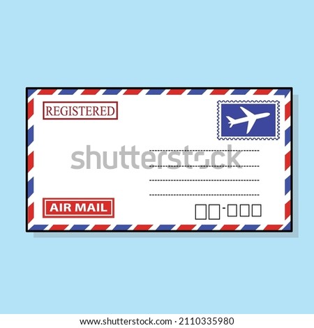 air mail flat vector, post stampt, air mail frame, air mail with stamp, par avion mail,  airmail envelope with letter vector, message, mockup templete