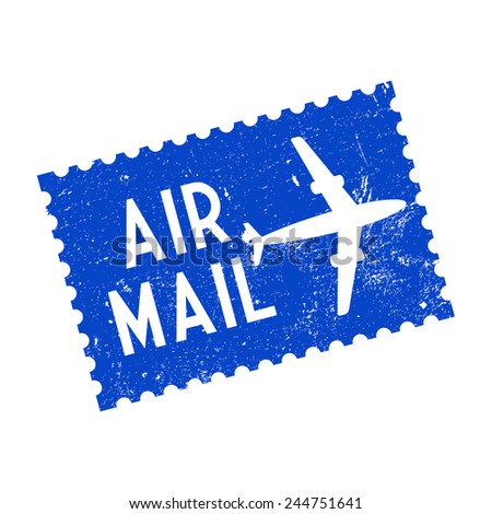Air mail, grunge stamp, vector illustration