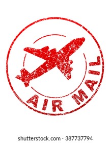 Air Mail Grunge Style Vector Rubber Stamp With Silhouette Of Flying Airplane