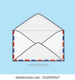air mail letter with envelope flat vector, air male frame postcard with stamp, express air mail,air mail post envelope design illustration