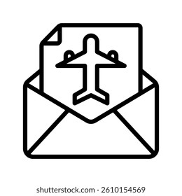 Air Mail Line Vector Illustration On White Background.