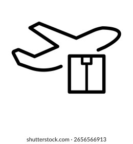 Air mail package - airplane delivery - vector icon