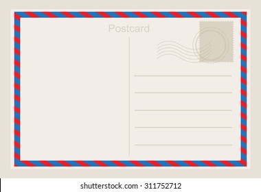 Air mail postcard .Vector template.