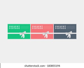 Air mail present postage stamps Vintage hipster style vector graphic illustration isolated on light background