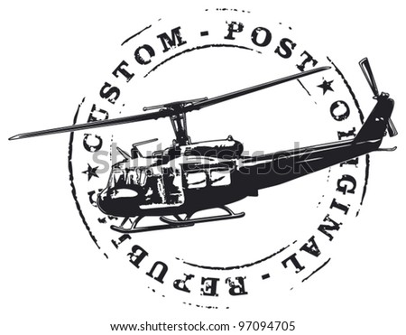 air mail stamp with helicopter in combat