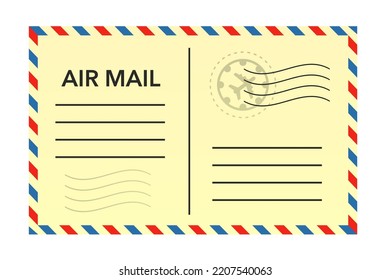 Air mail stamp on paper background. Vector illustration