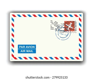 Air Mail With Stamp And Postmark 