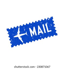 Air mail stamp, vector illustration