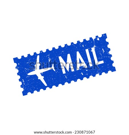 Air mail stamp, vector illustration