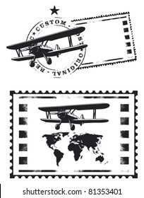 Air Mail Stamp With World Map