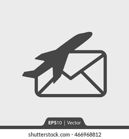 Air mail via plane vector icon for web