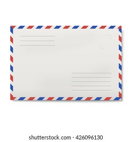 Air mail white envelope isolated