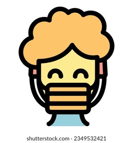 Air mask icon outline vector. Clean filter. Virus protection color flat
