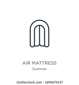 Air mattress icon. Thin linear air mattress outline icon isolated on white background from summer collection. Line vector sign, symbol for web and mobile