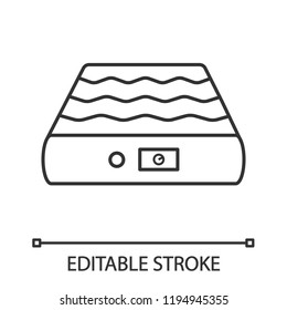 Air mattress linear icon. Thin line illustration. Air bed. Portable mattress for travel. Contour symbol. Vector isolated outline drawing. Editable stroke