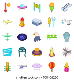 Air navigation icons set. Cartoon set of 25 air navigation vector icons for web isolated on white background