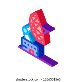 Radarsymbol der Flugsicherung, Vektorgrafik. isometrisches Flugnavigationsradar-Schild. farbige einzelne Symbolillustration