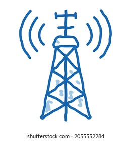 air navigation signal tower sketch icon vector. Hand drawn blue doodle line art air navigation signal tower sign. isolated symbol illustration