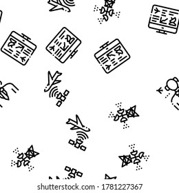 Air Navigation Tool Seamless Pattern Vector Thin Line. Illustrations