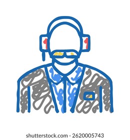 Vector de dibujo de icono de doodle de la escuela de vuelo de Air Navigator. signo de la escuela de vuelo de Air Navigator
