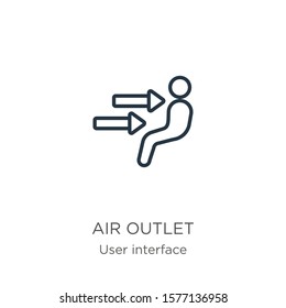Air outlet icon. Thin linear air outlet outline icon isolated on white background from user interface collection. Line vector sign, symbol for web and mobile