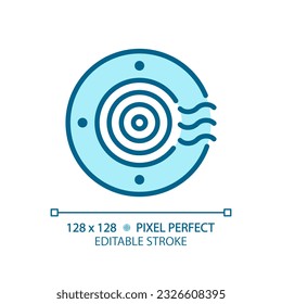 Air outlet light blue icon. Hvac system. Climate control. Air conditioning. Building construction. RGB color sign. Simple design. Web symbol. Contour line. Flat illustration. Isolated object