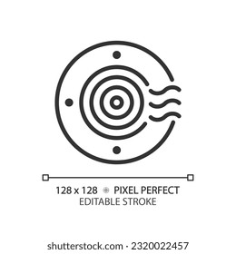 Air outlet linear icon. Hvac system. Climate control. Air conditioning. Home ventilation. Building construction. Thin line illustration. Contour symbol. Vector outline drawing. Editable stroke