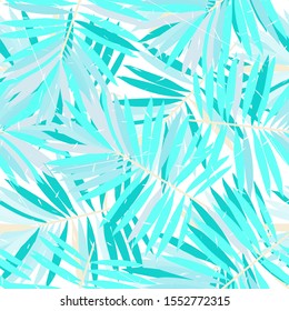 Air Palm Foliage Vector Seamless Pattern. Marine Nature Jungle Texture Island Style. Cold Tree Floral Background. Pink Banana Leaf Print